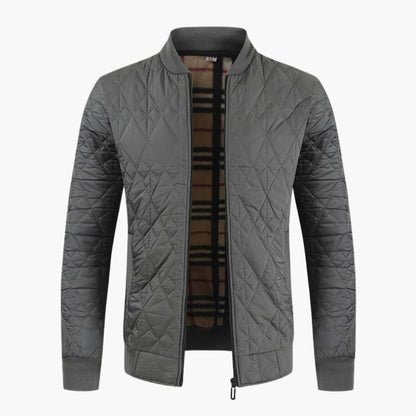 Warm Padded Mens Bomber Jacket with Plaid Lining