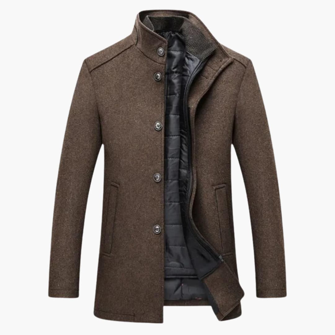 Warm Quilted Men's Winter Coat with High Collar - Olytrend