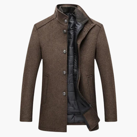 Warm Quilted Men's Winter Coat with High Collar - Olytrend