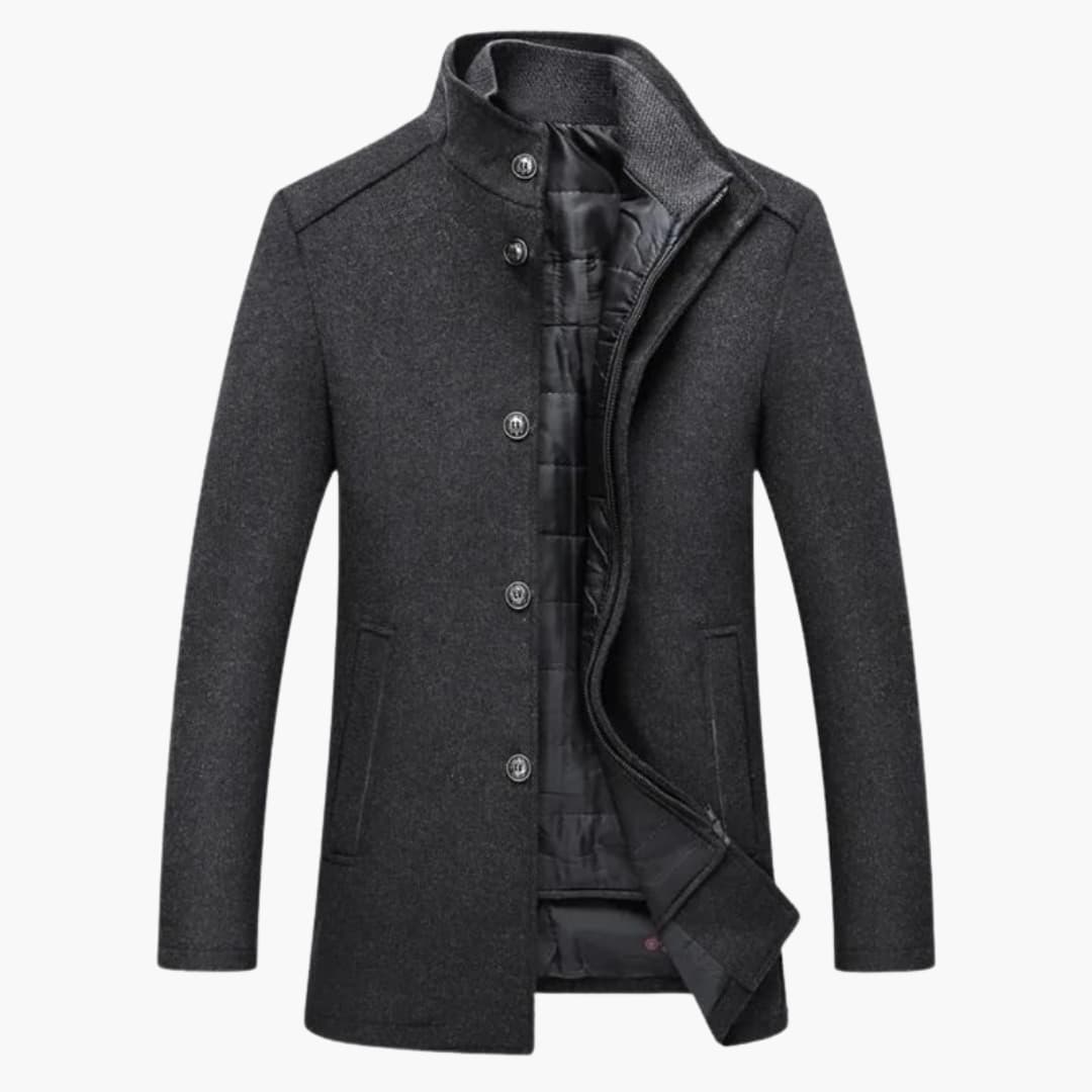 Warm Quilted Men's Winter Coat with High Collar