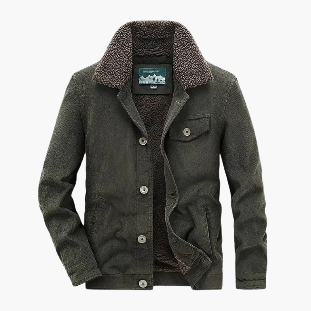 Warm Men's Sherpa Lined Button Jacket