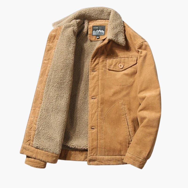 Warm Sherpa Lined Men's Button Jacket