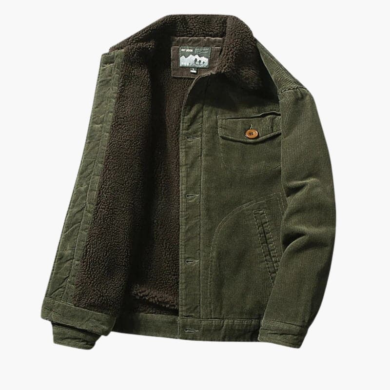 Warm Sherpa Lined Men's Button Jacket