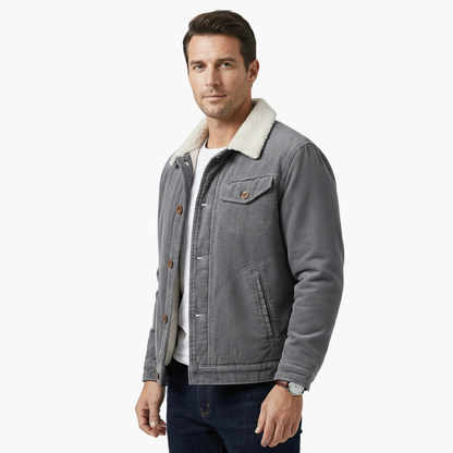 Warm Sherpa Lined Men's Button Jacket