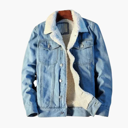 Warm Fleece Lined Denim Jacket for Men