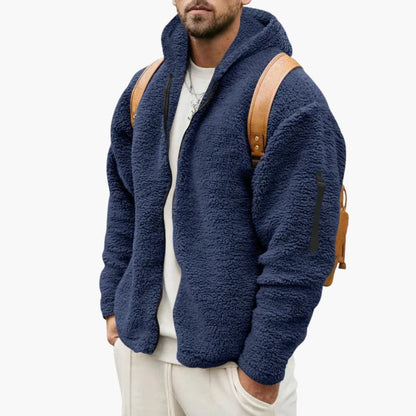 Warm Mens Hooded Full Zip Fleece Jacket
