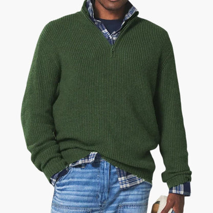 Casual Men's Pullover Sweater with High Collar