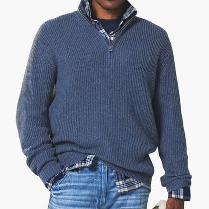 Casual Men's Pullover Sweater with High Collar