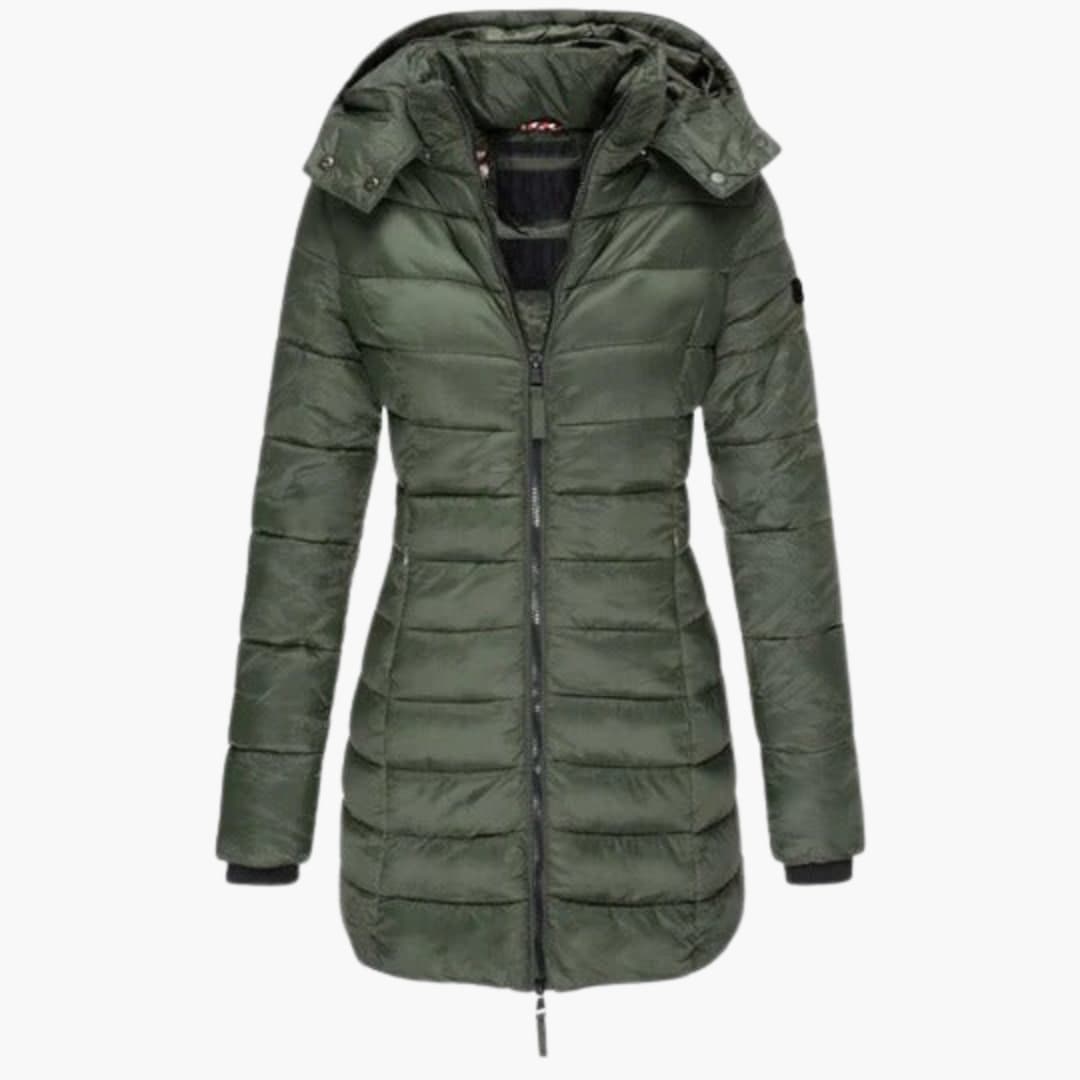 Warm Waterproof Hooded Coat with Zip Front