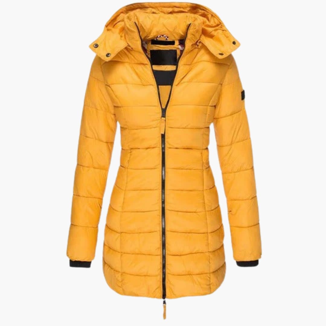 Warm Waterproof Hooded Coat with Zip Front