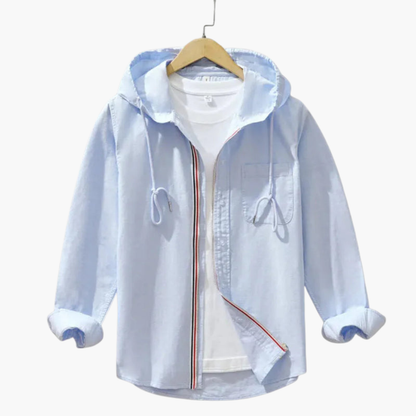 Casual Hoodie Shirt with Adjustable Hood and Buttons