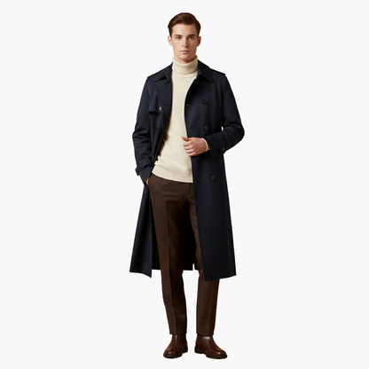 Waterproof Long Belted Mens Trench Coat