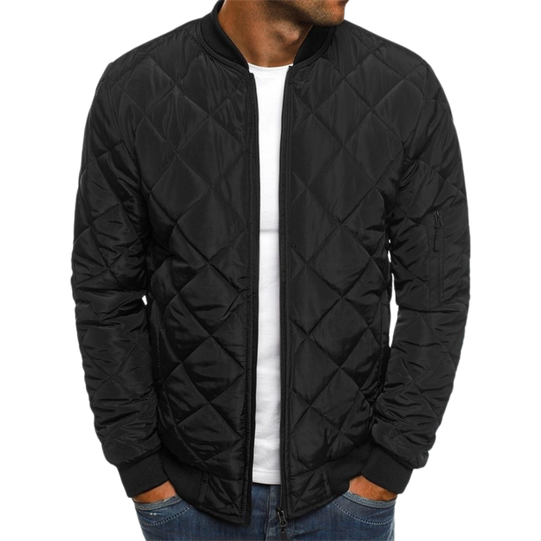 Warm Padded Mens Zip Jacket with Ribbed Hem