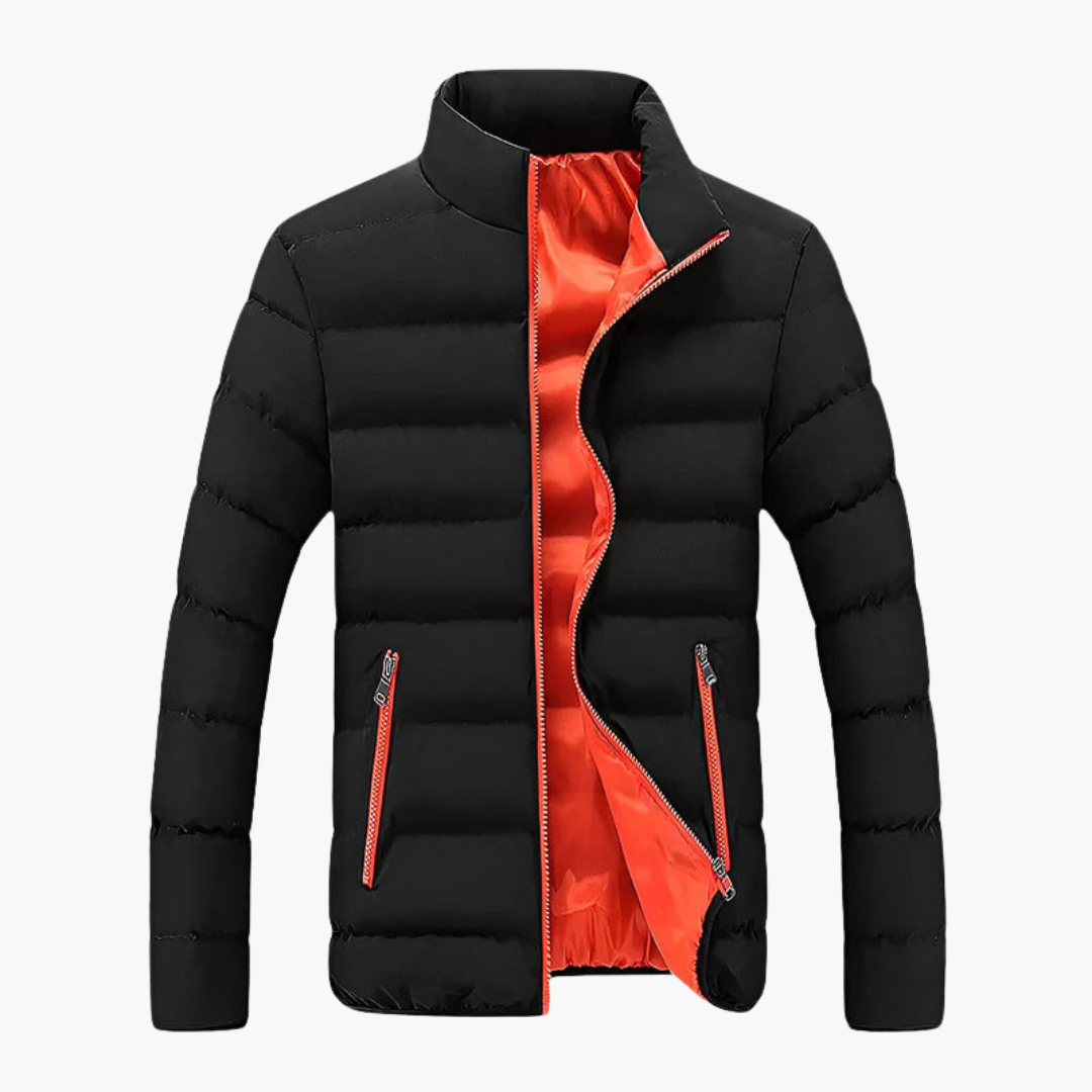 Warm Men's Padded Parka Jacket with Zipper Pockets