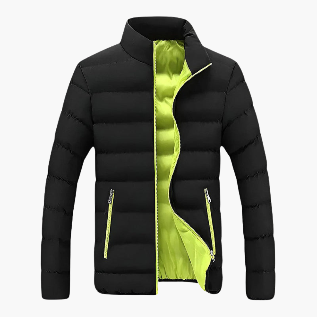 Warm Men's Padded Parka Jacket with Zipper Pockets