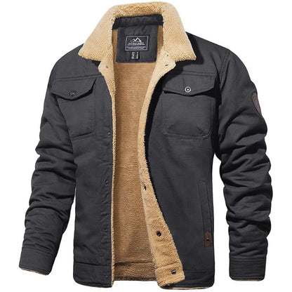 Warm Mens Fleece Lined Button Jacket