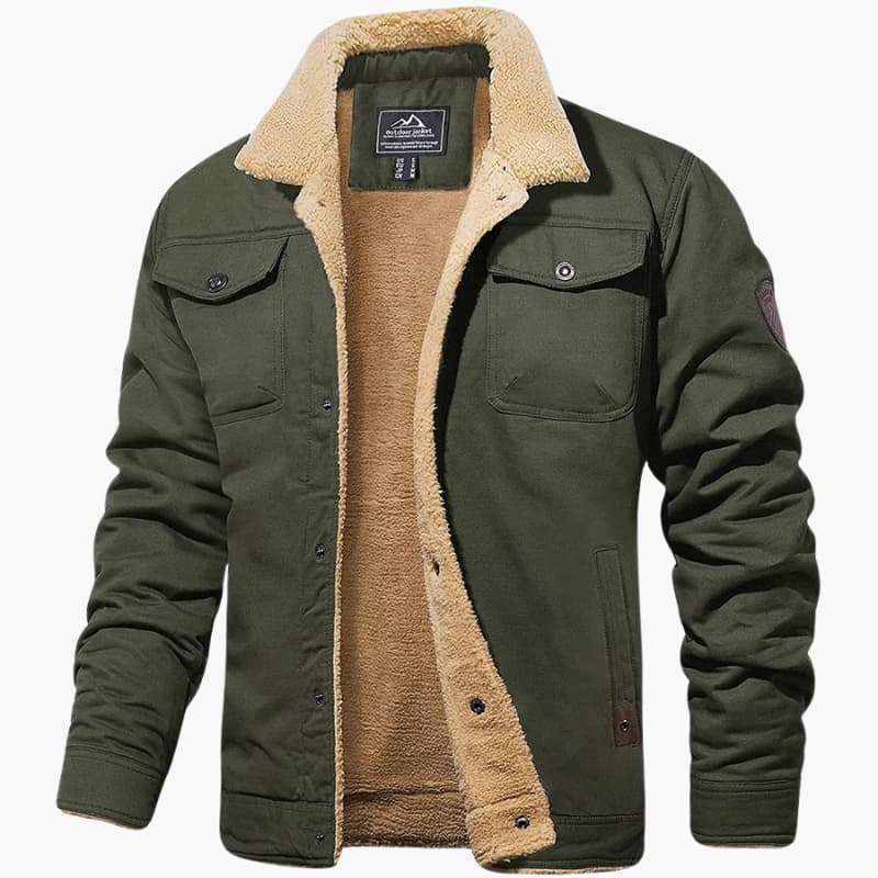 Warm Mens Fleece Lined Button Jacket