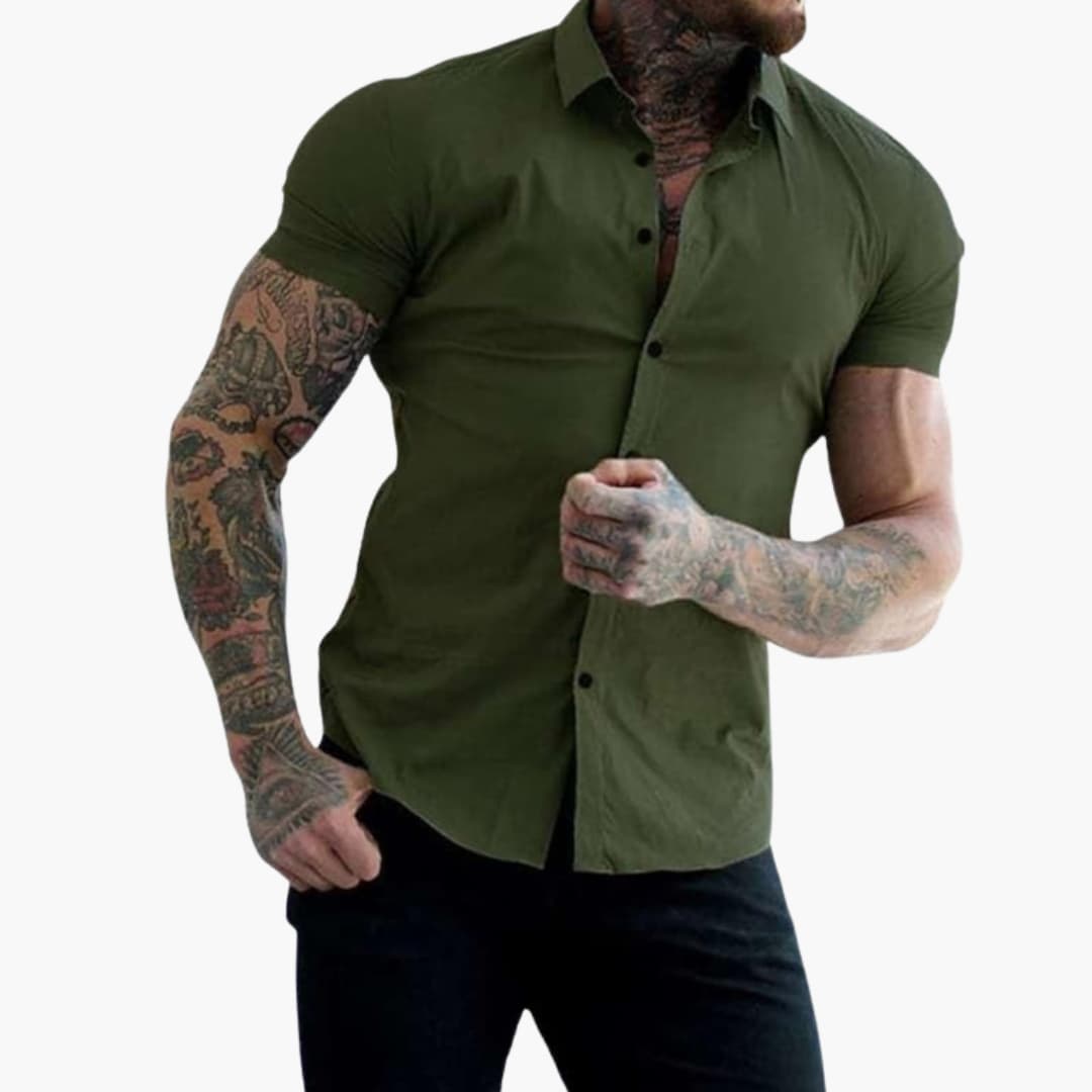 Casual Short Sleeve Dress Shirt for Men