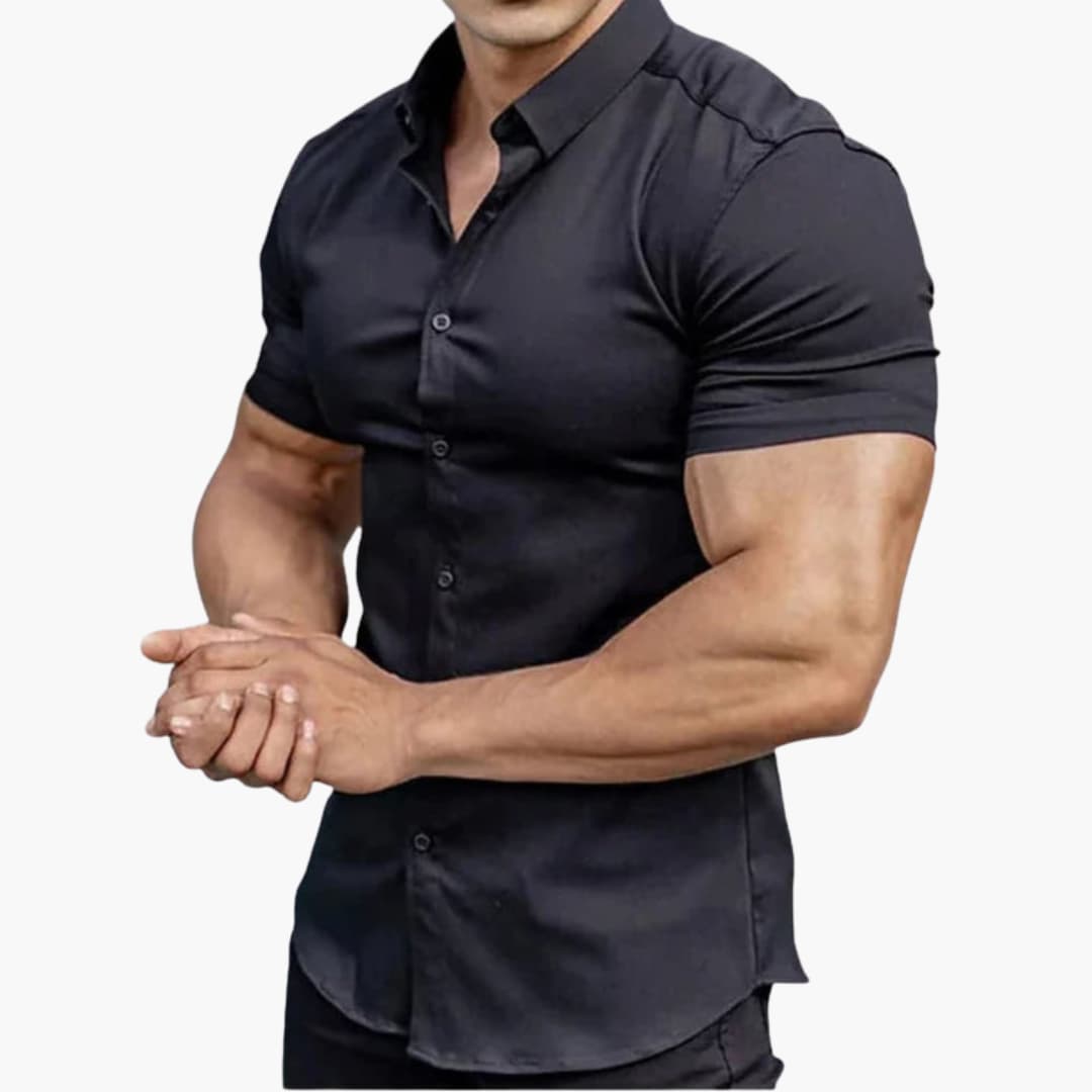 Casual Short Sleeve Dress Shirt for Men