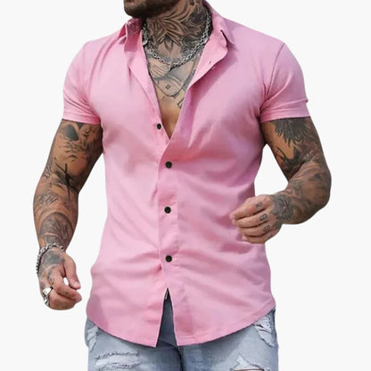 Casual Short Sleeve Dress Shirt for Men