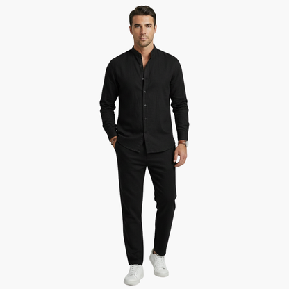 Casual Linen Suit for Men with Long Sleeves