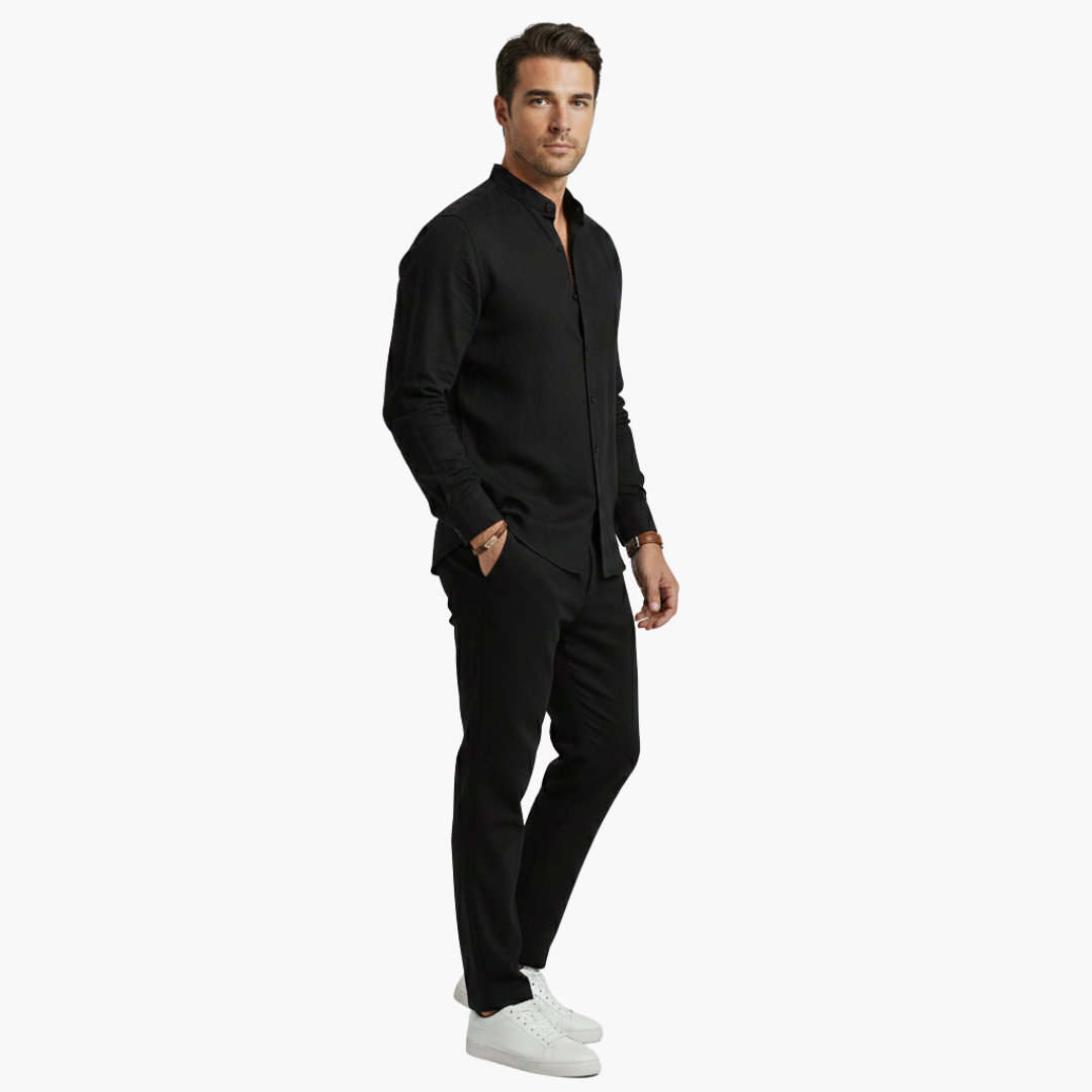 Casual Linen Suit for Men with Long Sleeves