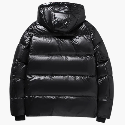 Warm Mens Puffer Coat with Zip Front and Long Sleeves