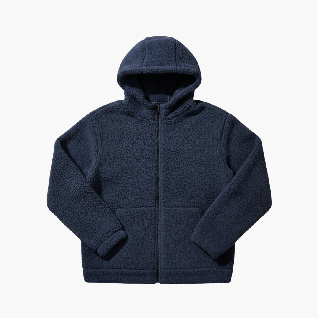 Warm Mens Hooded Full Zip Fleece Jacket - Olytrend