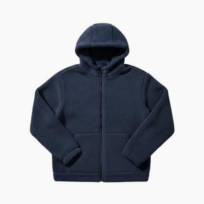 Warm Mens Hooded Full Zip Fleece Jacket - Olytrend