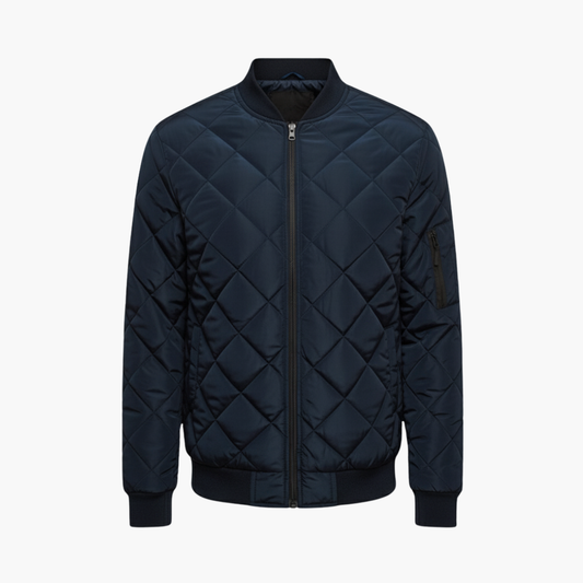 Warm Padded Mens Zip Jacket with Ribbed Hem - Olytrend
