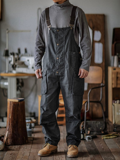 Canvas overalls for men Flap pockets Buttoned front Workwear