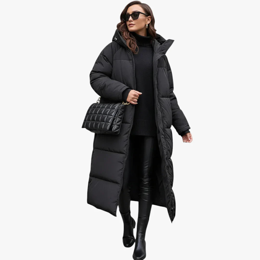 Aurora | Long warm quilted winter coat for women