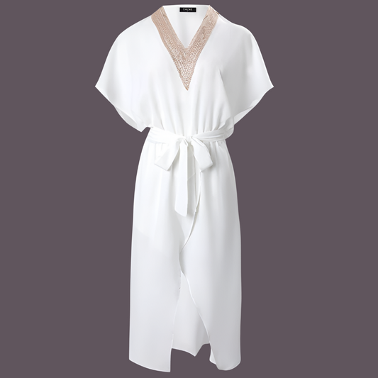 Chic Deep V Neck Knee Length Dress - Olytrend