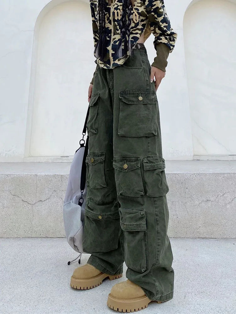 Wide-Leg Samira Cargo Pants with Multiple Pockets, Retro Style