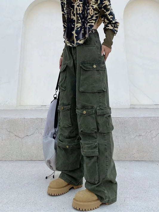 Wide-Leg Samira Cargo Pants with Multiple Pockets, Retro Style