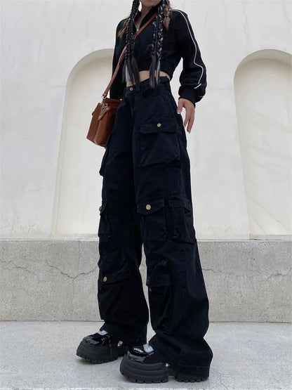 Wide-Leg Samira Cargo Pants with Multiple Pockets, Retro Style