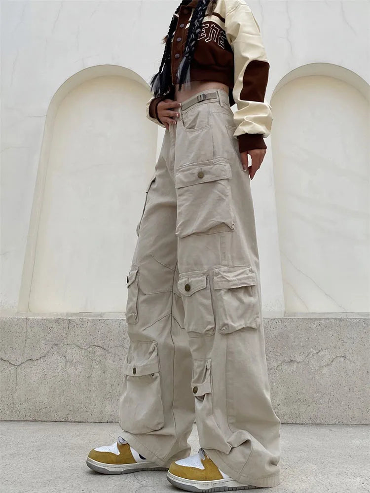Wide-Leg Samira Cargo Pants with Multiple Pockets, Retro Style