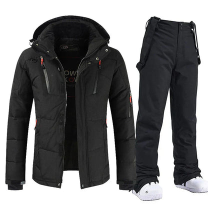 Waterproof and windproof men's ski set with jacket and pants