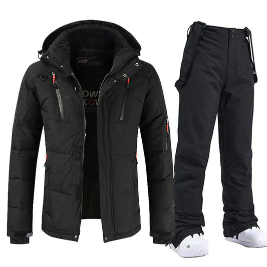 Waterproof and windproof men's ski set with jacket and pants
