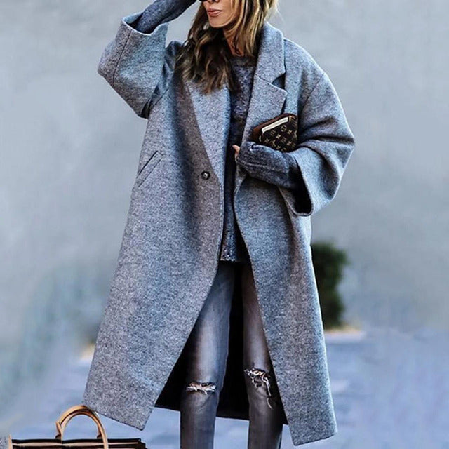 Women's Winter Long Coat | Checkered Pattern
