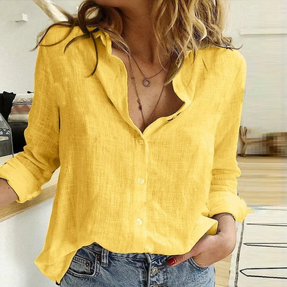 Beatrix | Elegant blouse for women with V-neck and button placket
