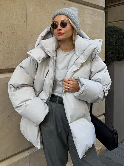 Women's Winter Puffer Jacket | High Collar Casual
