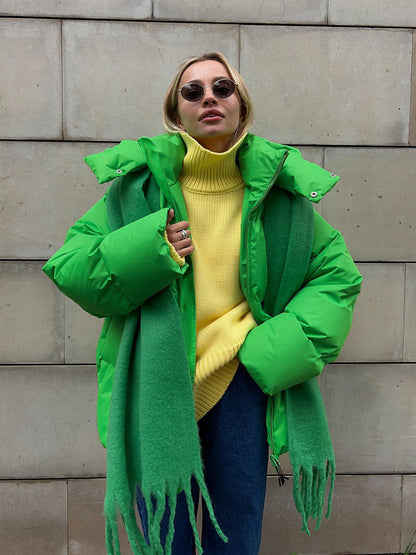 Women's Winter Puffer Jacket | High Collar Casual