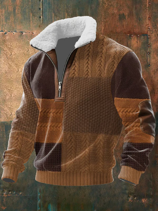 Warm Fleece Lined High Neck Zip Sweater - Olytrend