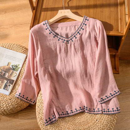 Women's Floral V-Neck Shirt