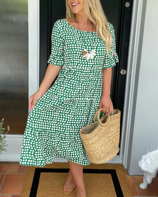 Casual Polka Dot Midi Dress