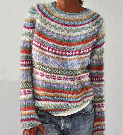 Women's sweater with mixed pattern | Long sleeves