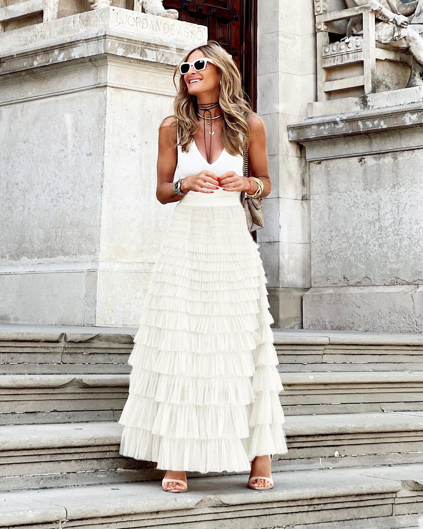 Women's Tulle A-Line Midi Skirt with Elegant Design