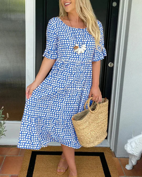 Casual Polka Dot Midi Dress