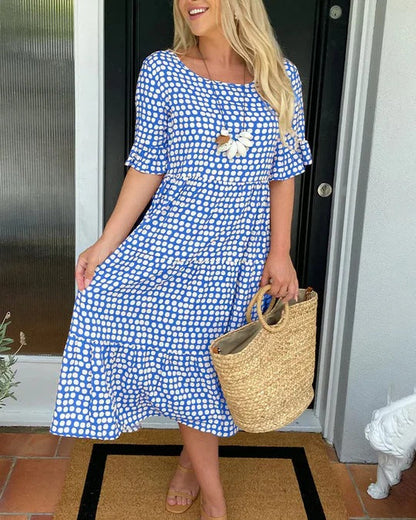 Casual Polka Dot Midi Dress